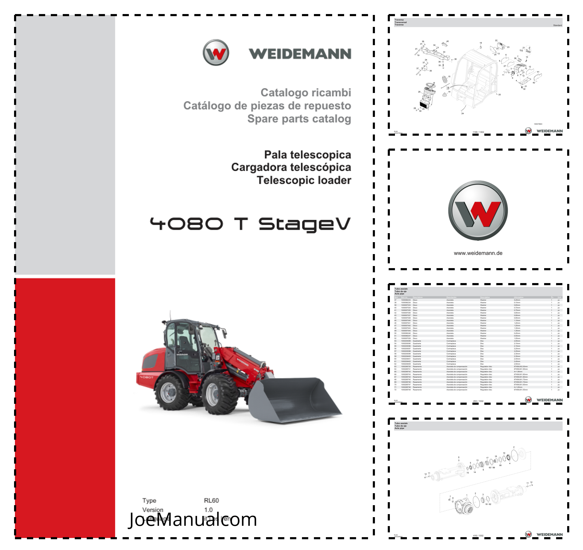 Weidemann 4080 T Stage V Telescopic Loader Parts Catalog v1.0 IT ES EN