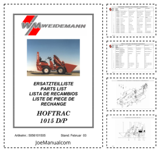 Weidemann Hoftrac 1015 D P Wheel Loader Parts Catalog
