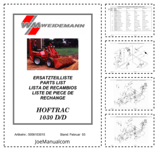 Weidemann Hoftrac 1030 D D Wheel Loader Parts Catalog