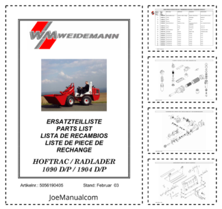 Weidemann Hoftrac 1090 1904 D P Wheel Loader Parts Catalog