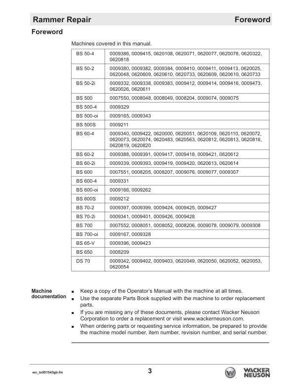 Wacker Neuson BS 50 60 70 500 600 700 65 650 70 720 Rammer Repair Manual v11 - Image 17