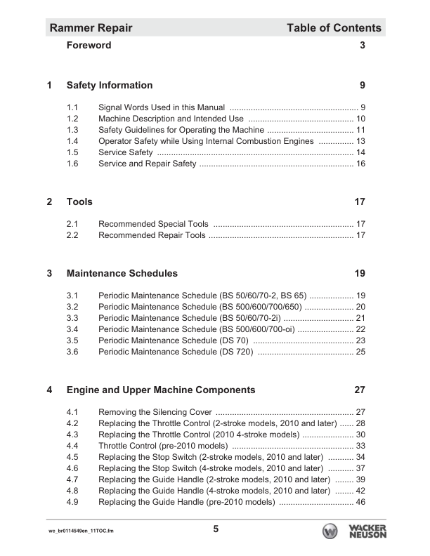 Wacker Neuson BS 50 60 70 500 600 700 65 650 70 720 Rammer Repair Manual v11 - Image 6