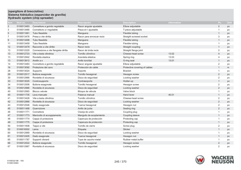 Wacker Neuson RD 27-120.3 Roller Parts Catalog v100 IT ES EN - Image 13