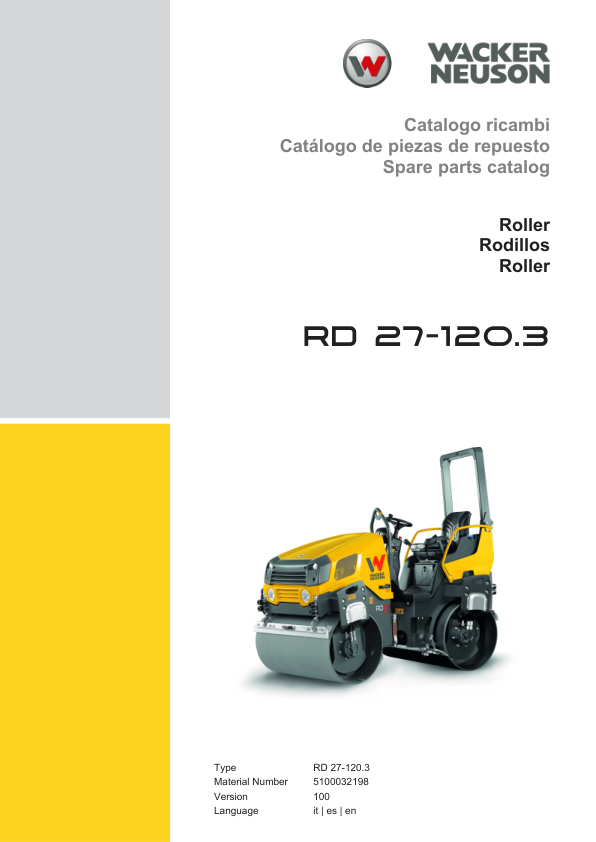 Wacker Neuson RD 27-120.3 Roller Parts Catalog v100 IT ES EN - Image 2