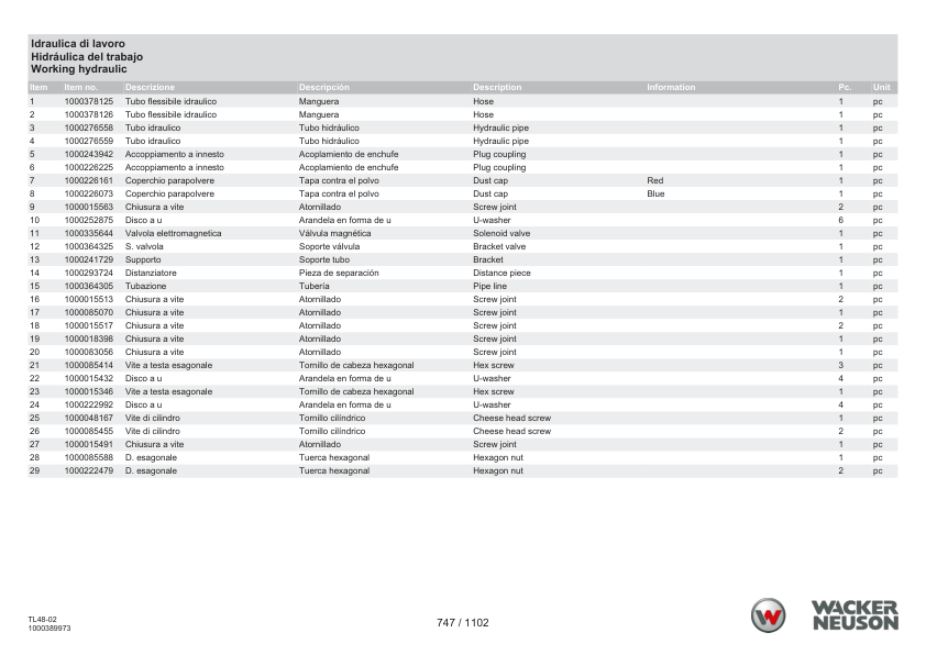 Wacker Neuson TH522 Stage V Telehandler Parts Catalog SN 3069006- IT ES EN - Image 10