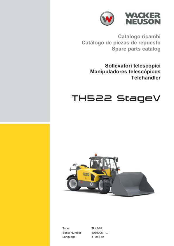 Wacker Neuson TH522 Stage V Telehandler Parts Catalog SN 3069006- IT ES EN - Image 2