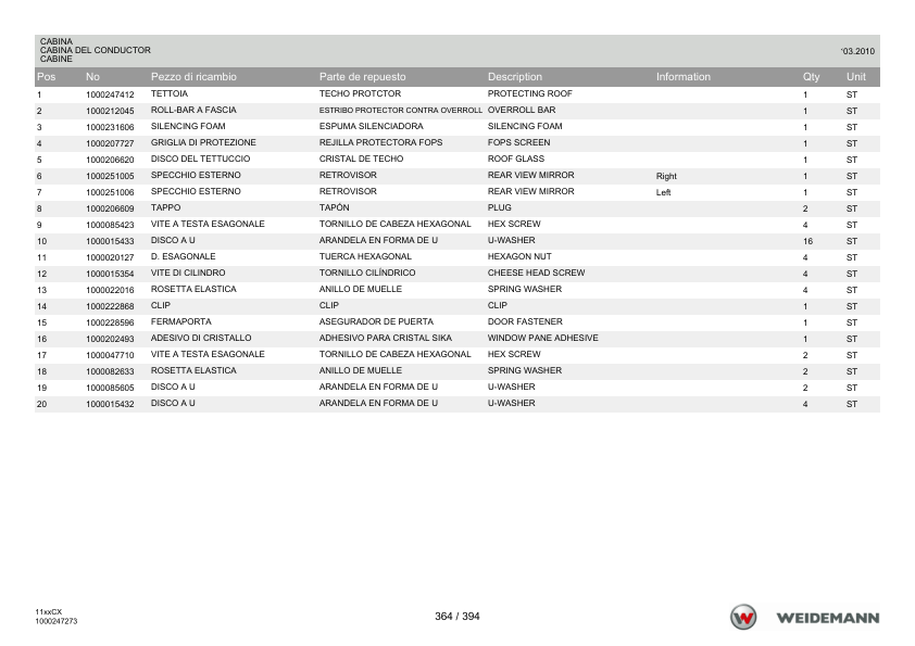 Weidemann 1130CX30 Wheel Loader Parts Catalog v1.0 IT ES EN - Image 14