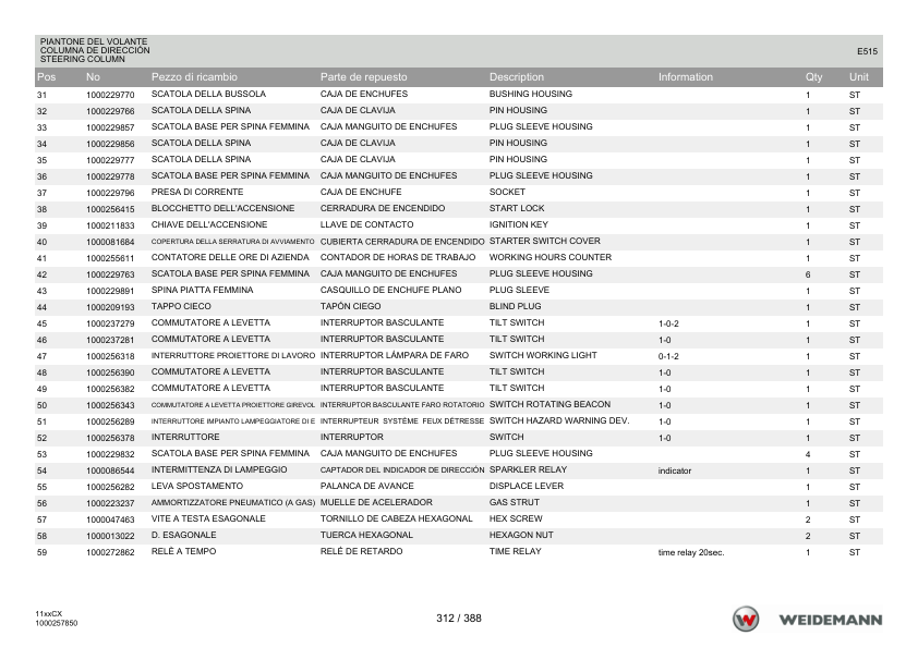 Weidemann 1140CX30 Wheel Loader Parts Catalog v1.0 IT ES EN - Image 10