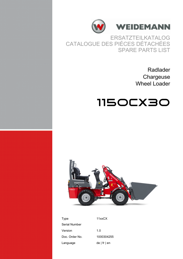 Weidemann 1150CX30 Wheel Loader Parts Catalog v1.0 DE FR EN - Image 2