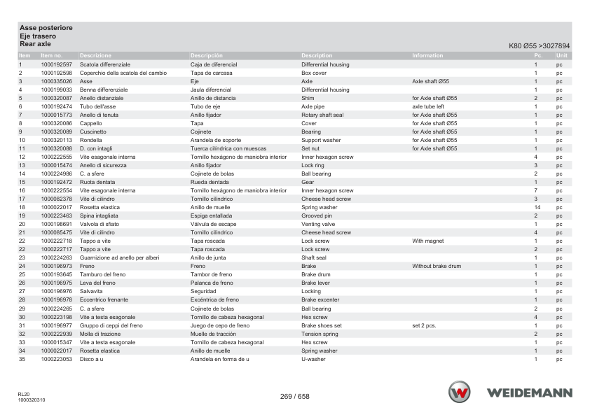 Weidemann 1160 Wheel Loader Parts Catalog SN 3018115-3056640 v1.0 IT ES EN - Image 10