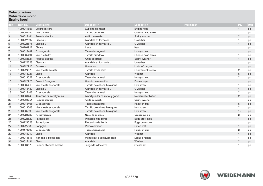 Weidemann 1160 Wheel Loader Parts Catalog SN 3018115-3056640 v1.0 IT ES EN - Image 12