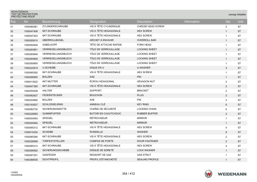 Weidemann 1160CC30 Wheel Loader Parts Catalog v1.0 DE FR EN - Image 16