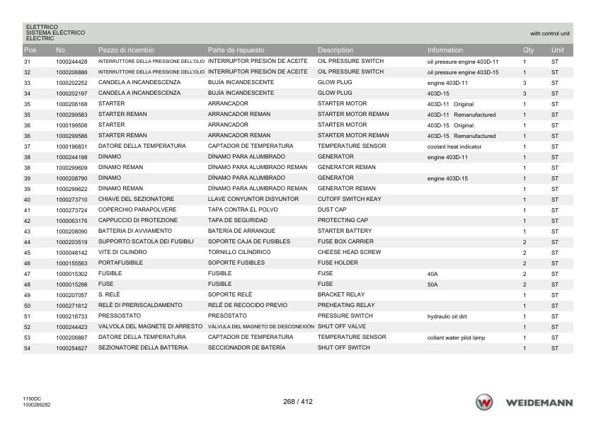 Weidemann 1160CC30 Wheel Loader Parts Catalog v1.0 IT ES EN - Image 13