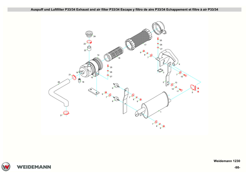 Weidemann 1230 P22 P26 P27 P33 Wheel Loader Parts Catalog - Image 12
