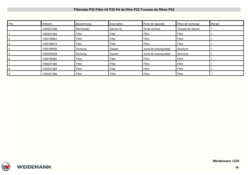 Weidemann 1230 P22 P26 P27 P33 Wheel Loader Parts Catalog - Image 9