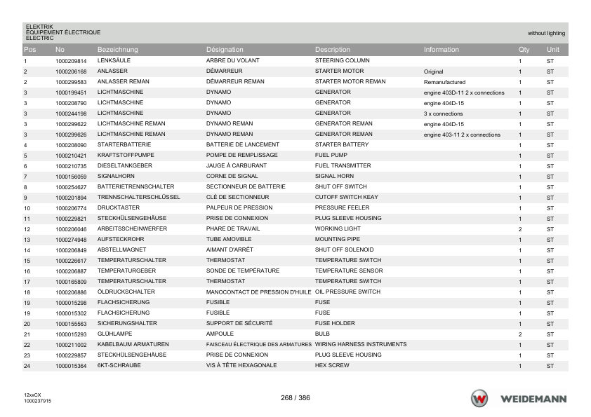 Weidemann 1230CX30 Wheel Loader Parts Catalog 1.0 DE FR EN - Image 13