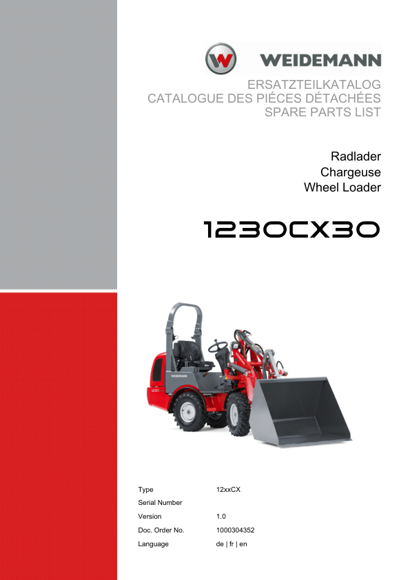 Weidemann 1230CX30 Wheel Loader Parts Catalog 1.0 DE FR EN - Image 2