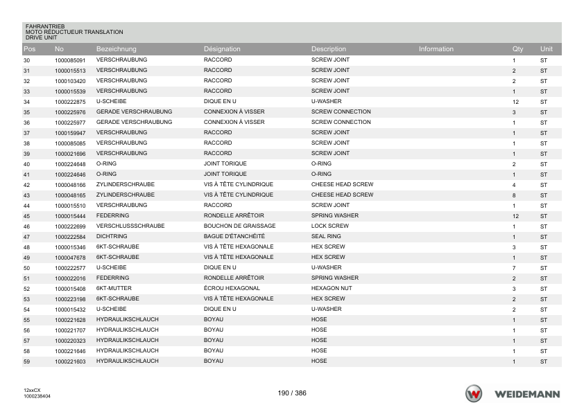 Weidemann 1230CX30 Wheel Loader Parts Catalog 1.0 DE FR EN - Image 11