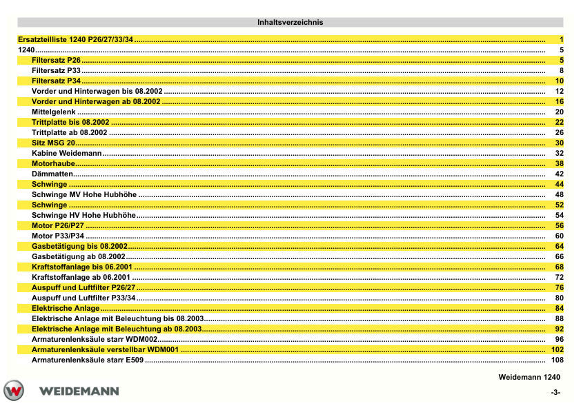 Weidemann 1240 P26 P27 P33 P34 Wheel Loader Parts Catalog - Image 3