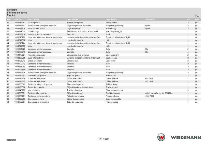 Weidemann 1240CX35 Wheel Loader Parts Catalog v1.0 IT ES EN - Image 14