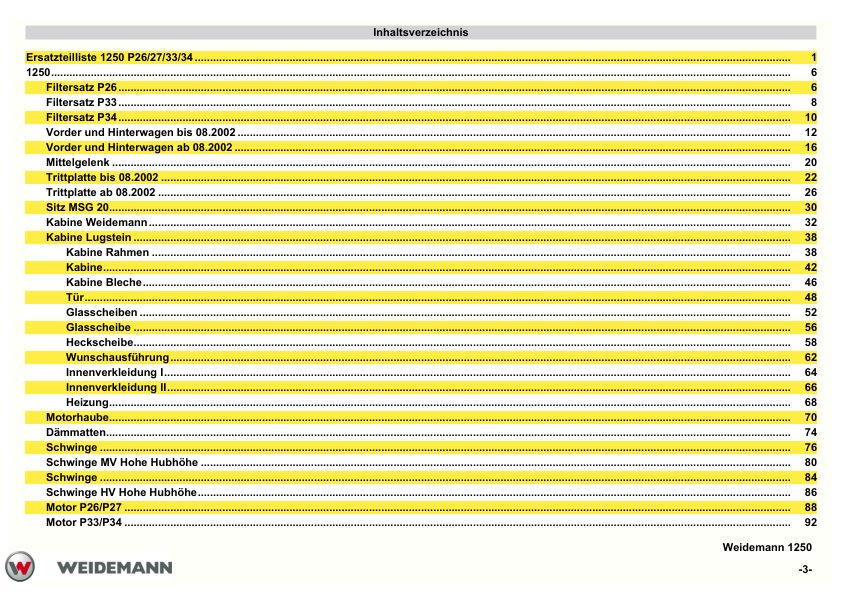 Weidemann 1250 P26 P27 P33 P34 Wheel Loader Parts Catalog - Image 3