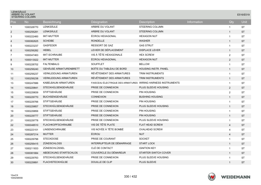 Weidemann 1250CX35 Wheel Loader Parts Catalog v1.0 DE FR EN - Image 13