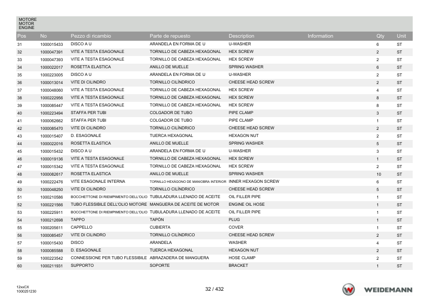Weidemann 1250CX35 Wheel Loader Parts Catalog v1.0 IT ES EN - Image 13