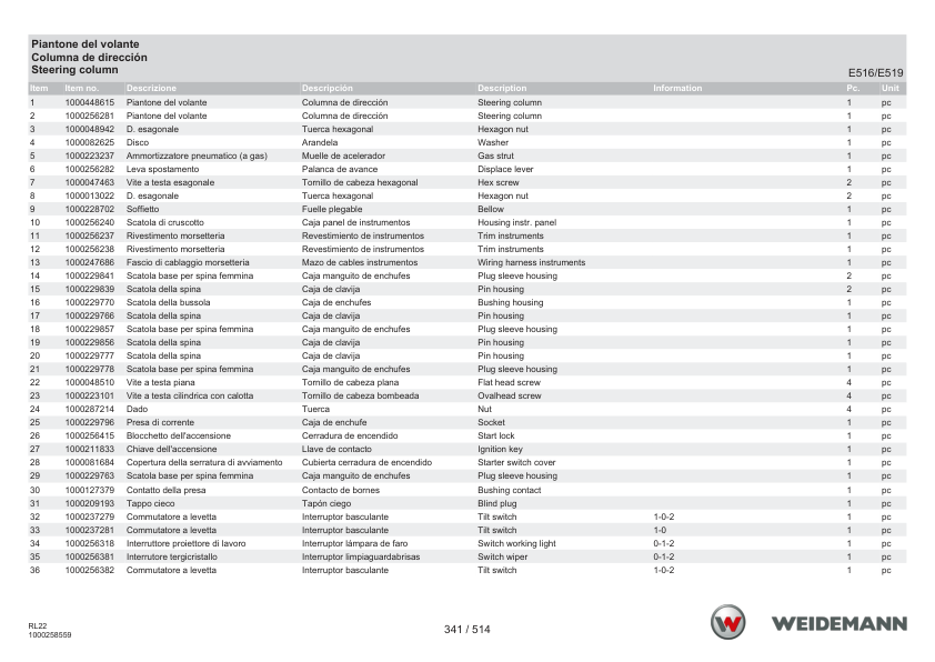 Weidemann 1260 Wheel Loader Parts Catalog v1.0 IT ES EN 2023 - Image 13