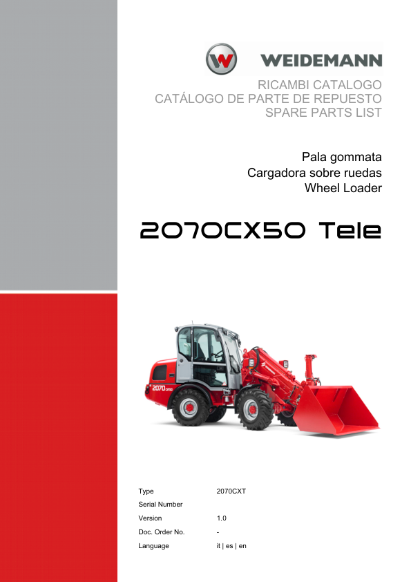 Weidemann 2070CX50 Telescopic Loader Parts Catalog v1.0 IT ES EN - Image 2