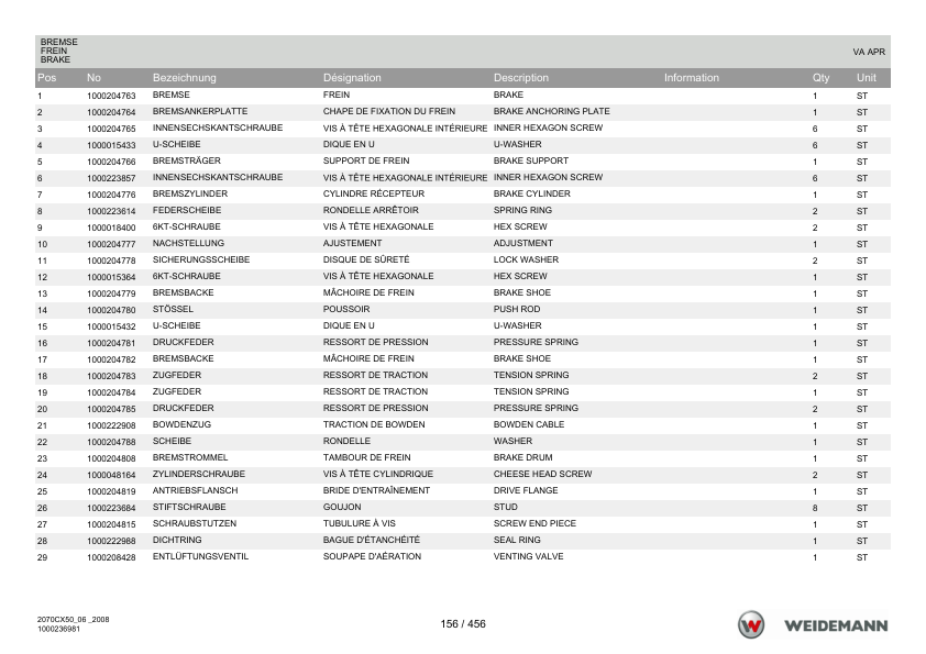 Weidemann 2070CX50 Wheel Loader Parts Catalog v1.0 DE FR EN - Image 6