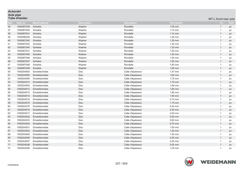 Weidemann 2070CX50LP T Telescopic Loader Parts Catalog SN 06.2008- DE EN FR - Image 8