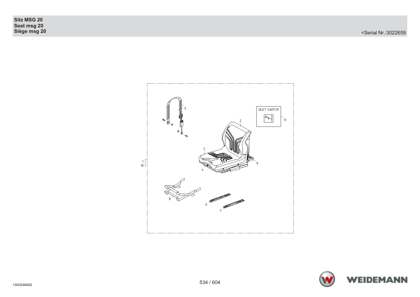 Weidemann 2070CX50LP T Telescopic Loader Parts Catalog SN 06.2008- DE EN FR - Image 12