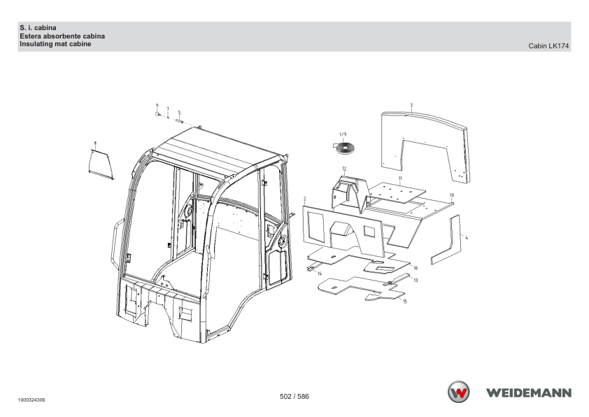 Weidemann 2070CX50LP Wheel Loader Parts Catalog SN 05.2008- IT ES EN - Image 9