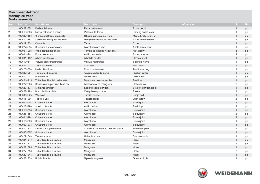 Weidemann 2070CX50LP Wheel Loader Parts Catalog SN 05.2008- IT ES EN - Image 6
