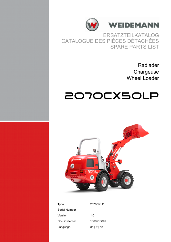 Weidemann 2070CX50LP Wheel Loader Parts Catalog v1.0 DE FR EN - Image 2