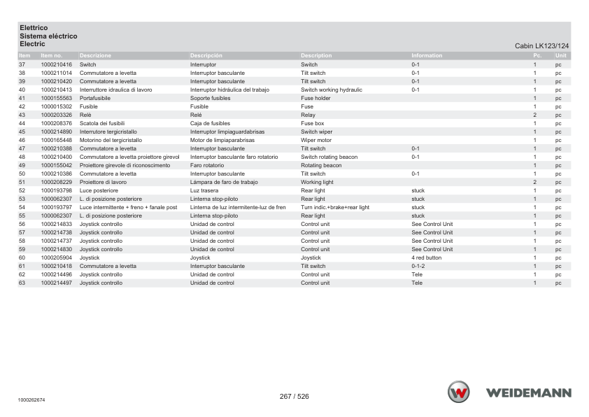 Weidemann 2070CX80LP Wheel Loader Parts Catalog SN 06.2008- IT ES EN - Image 8