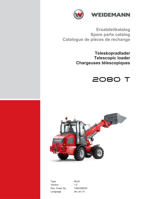 Weidemann 2080 T Telescopic Loader Parts Catalog v1.0 DE EN FR 10000328553 - Image 2