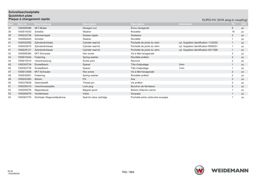 Weidemann 2080LP T Telescopic Loader Parts Catalog DE EN FR - Image 14