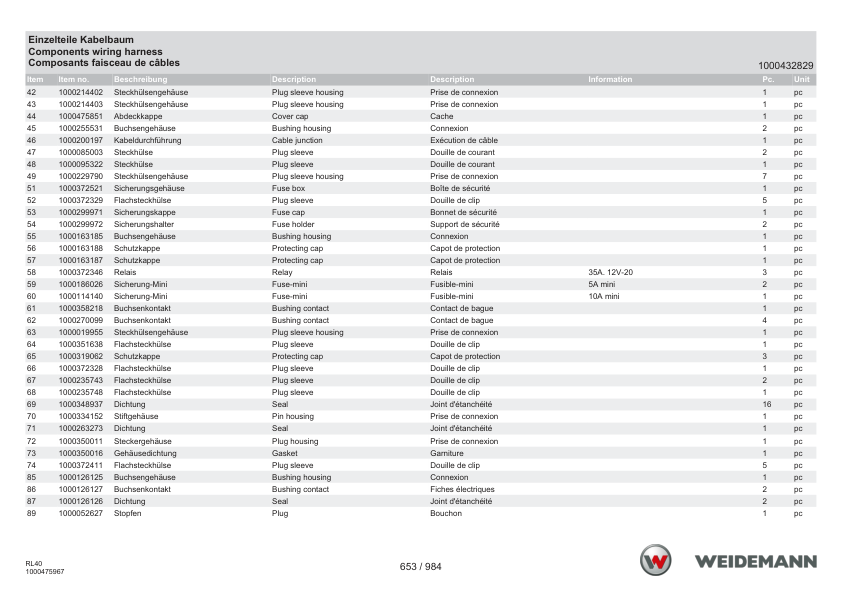 Weidemann 2080LP T Telescopic Loader Parts Catalog DE EN FR - Image 12