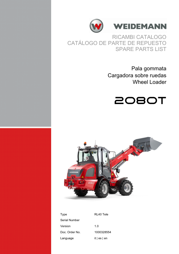Weidemann 2080T Telescopic Loader Parts Catalog v1.0 IT ES EN - Image 2