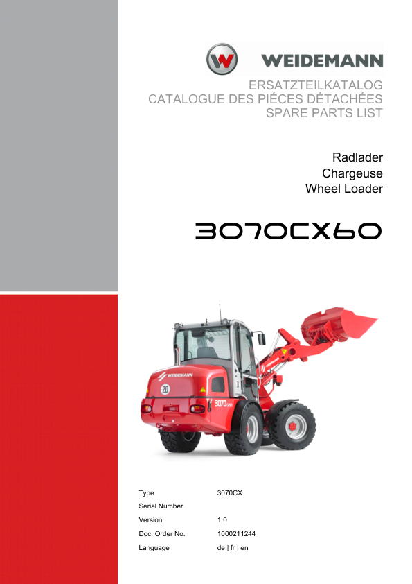 Weidemann 3070CX60 Wheel Loader Parts Catalog v1.0 DE FR EN 10000211244 - Image 2