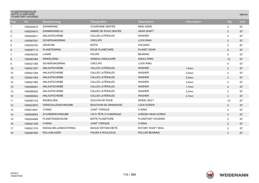 Weidemann 3070CX60 Wheel Loader Parts Catalog v1.0 DE FR EN 10000211244 - Image 6