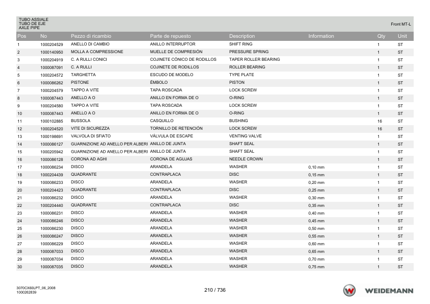Weidemann 3070CX60LP Telescopic Loader Parts Catalog v1.0 IT ES EN - Image 6
