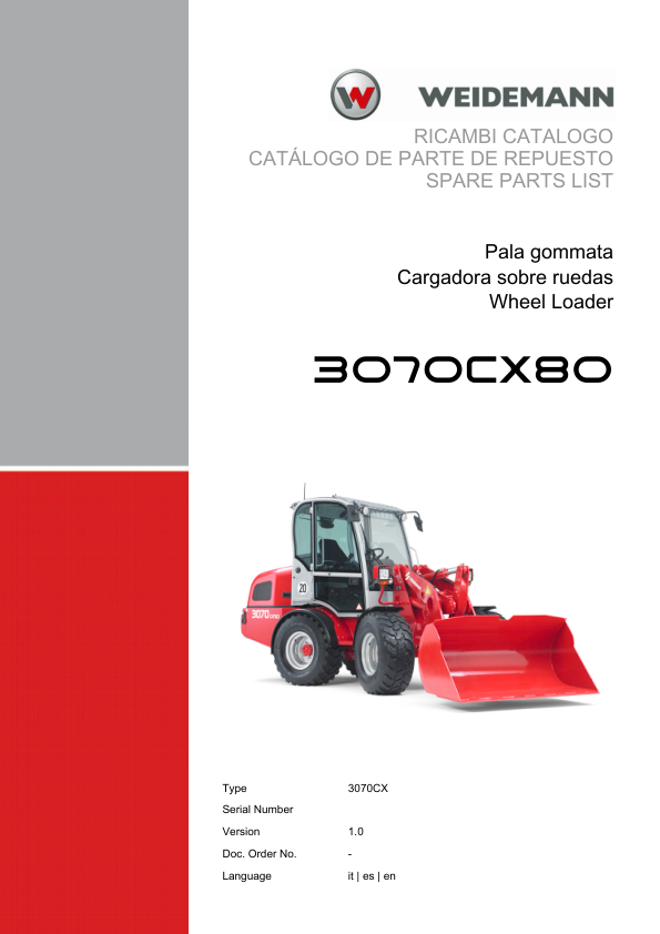 Weidemann 3070CX80 Wheel Loader Parts Catalog v1.0 IT ES EN - - Image 2