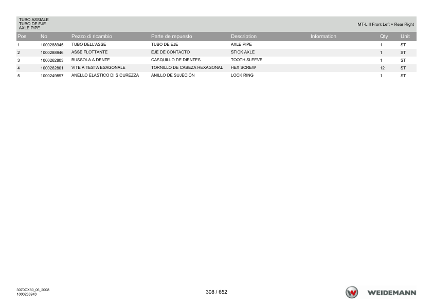 Weidemann 3070CX80 Wheel Loader Parts Catalog v1.0 IT ES EN - Image 8