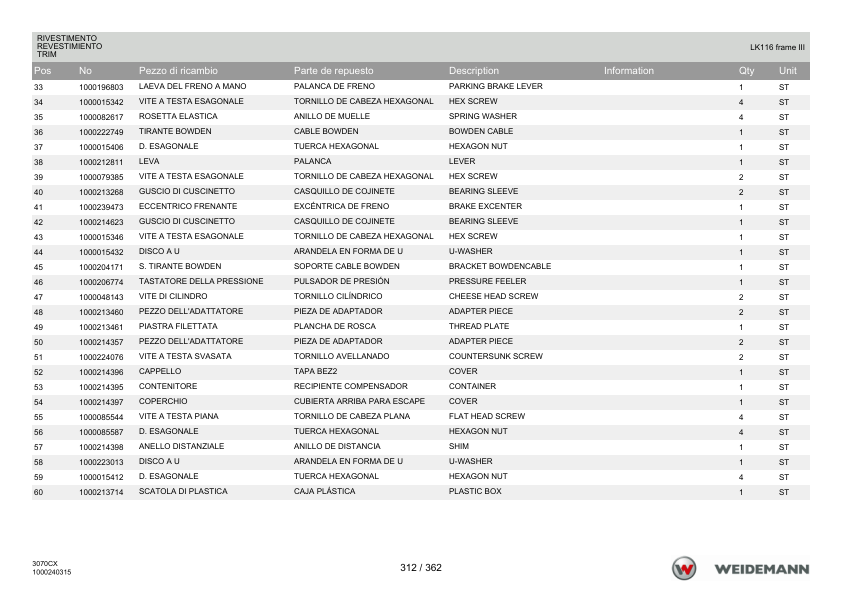 Weidemann 3070CX80 Wheel Loader Parts Catalog v1.0 IT ES EN - - Image 11