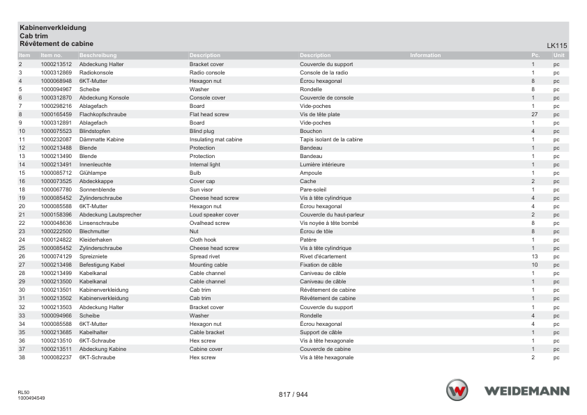 Weidemann 3080 Stage V Wheel Loader Parts Catalog DE EN FR - Image 10