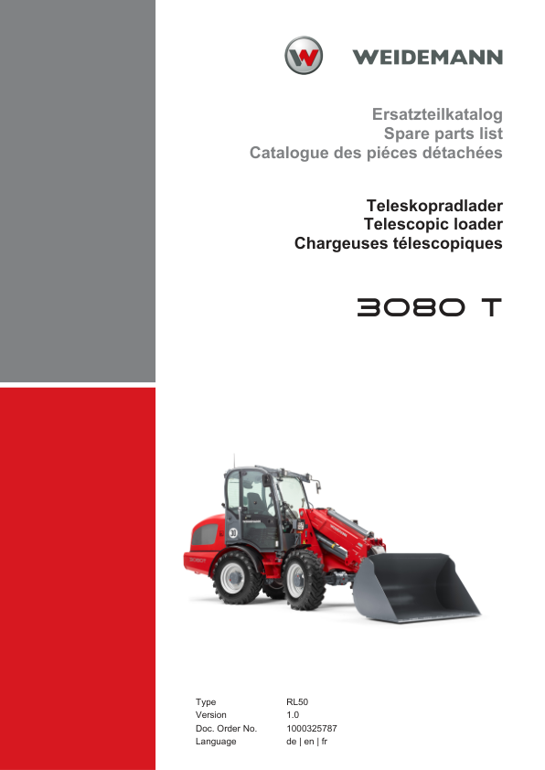 Weidemann 3080 T Telescopic Loader Parts Catalog v1.0 DE EN FR - Image 2