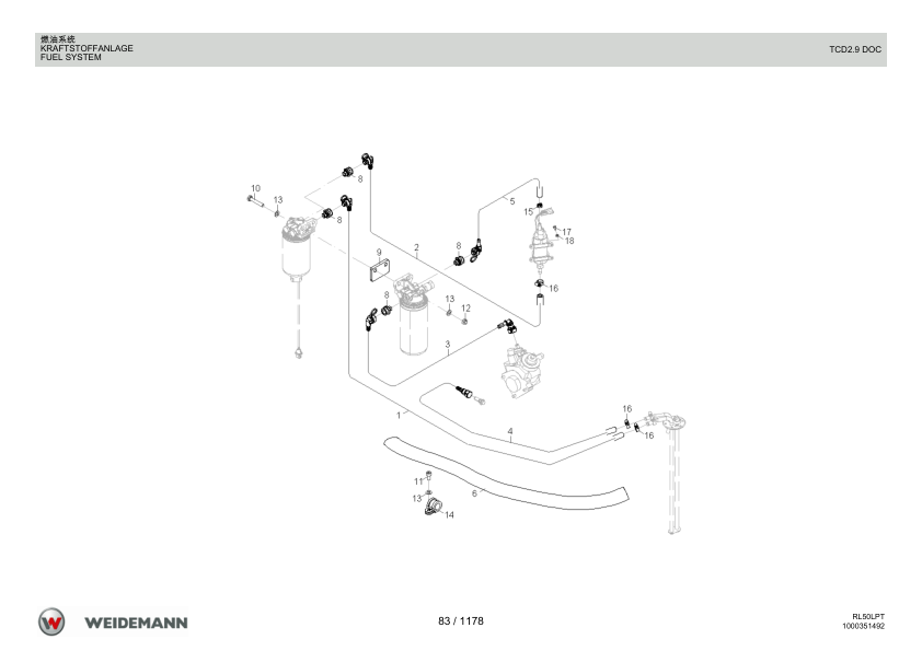 Weidemann 3080LPT Telescopic Loader Parts Catalog v1.0 ZH DE EN - Image 13