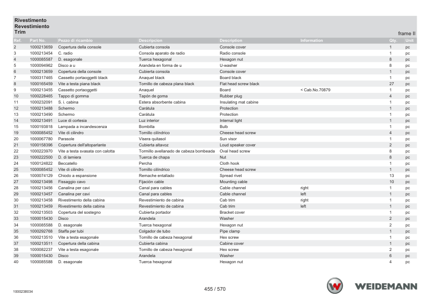 Weidemann 4070CX100 T Telescopic Loader Parts Catalog SN 03.2009- IT ES EN - Image 11